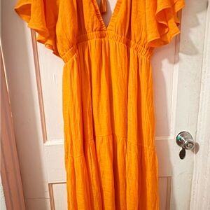 Fashion Nova Vibrant Orange Maxi Dress